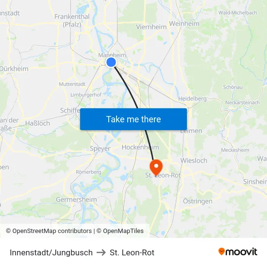 Innenstadt/Jungbusch to St. Leon-Rot map