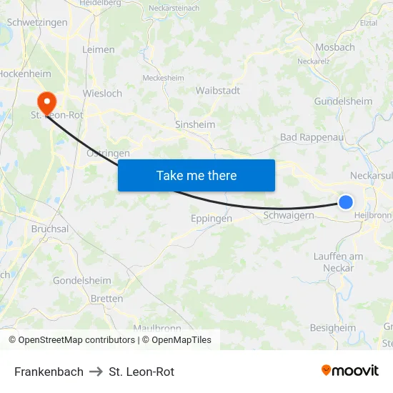 Frankenbach to St. Leon-Rot map
