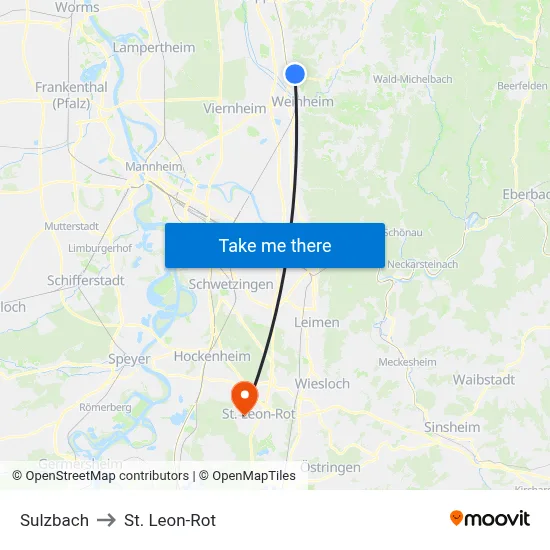 Sulzbach to St. Leon-Rot map