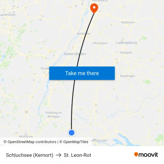 Schluchsee (Kernort) to St. Leon-Rot map