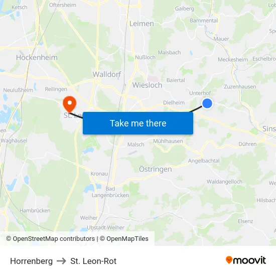 Horrenberg to St. Leon-Rot map