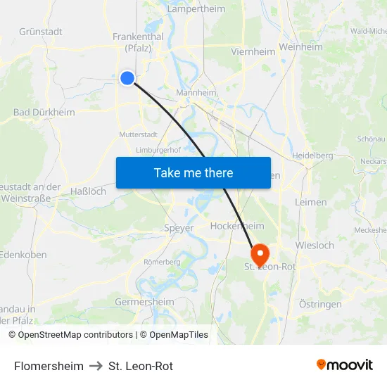 Flomersheim to St. Leon-Rot map