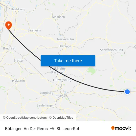 Böbingen An Der Rems to St. Leon-Rot map