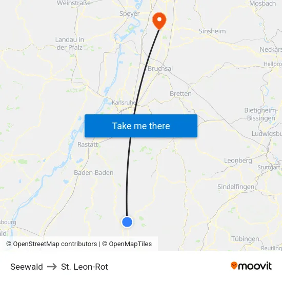 Seewald to St. Leon-Rot map