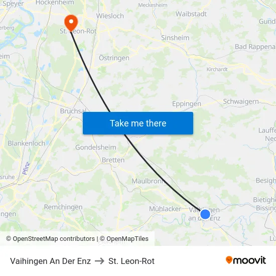 Vaihingen An Der Enz to St. Leon-Rot map