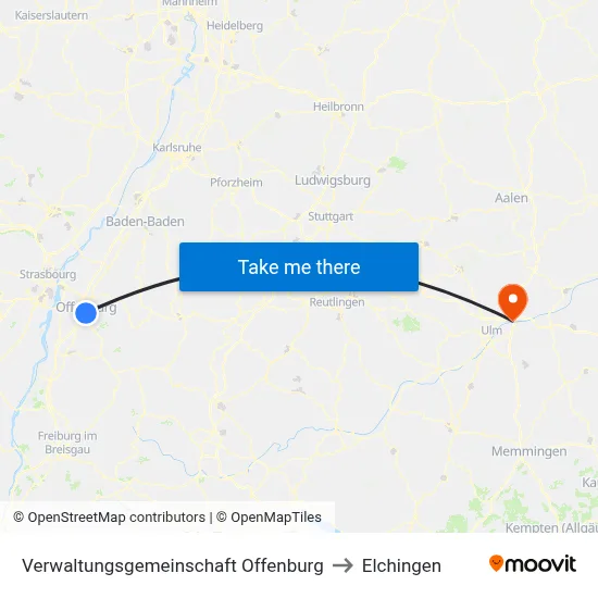 Verwaltungsgemeinschaft Offenburg to Elchingen map