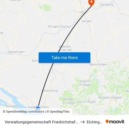 Verwaltungsgemeinschaft Friedrichshafen to Elchingen map