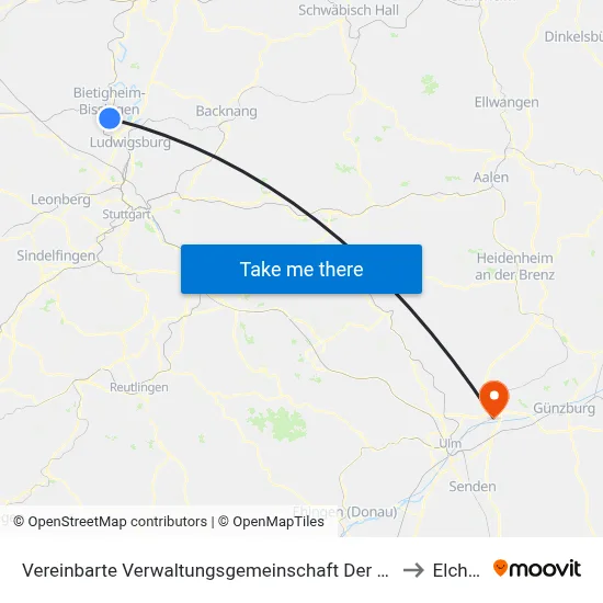 Vereinbarte Verwaltungsgemeinschaft Der Stadt Bietigheim-Bissingen to Elchingen map