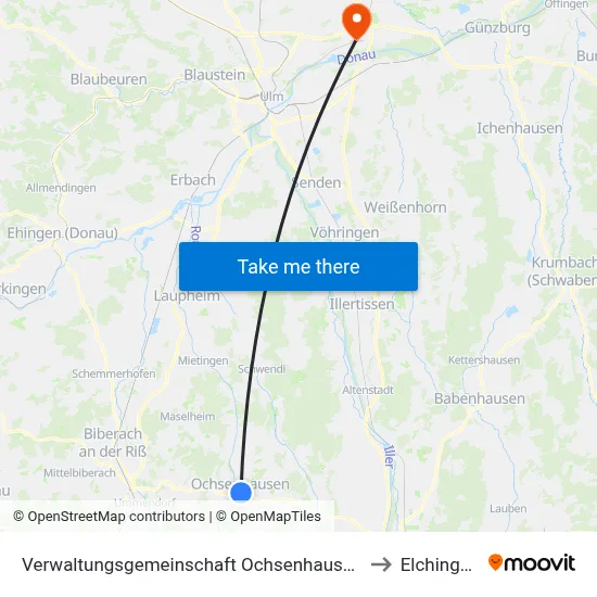 Verwaltungsgemeinschaft Ochsenhausen to Elchingen map