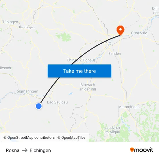 Rosna to Elchingen map