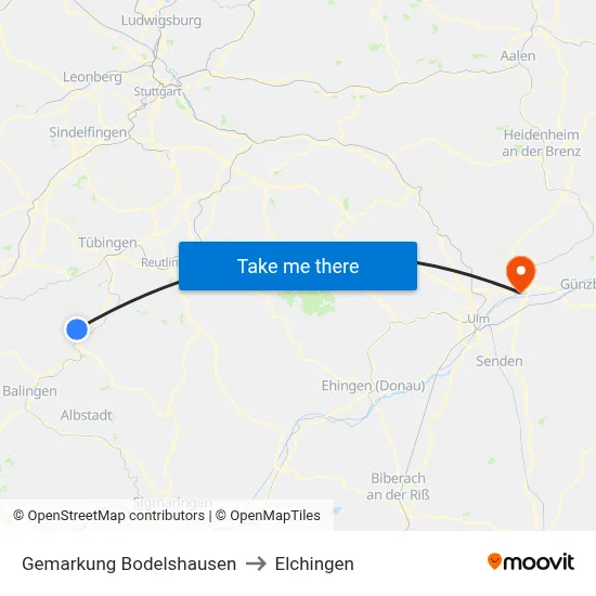 Gemarkung Bodelshausen to Elchingen map