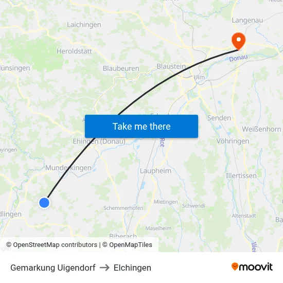 Gemarkung Uigendorf to Elchingen map