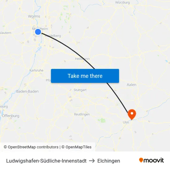 Ludwigshafen-Südliche-Innenstadt to Elchingen map
