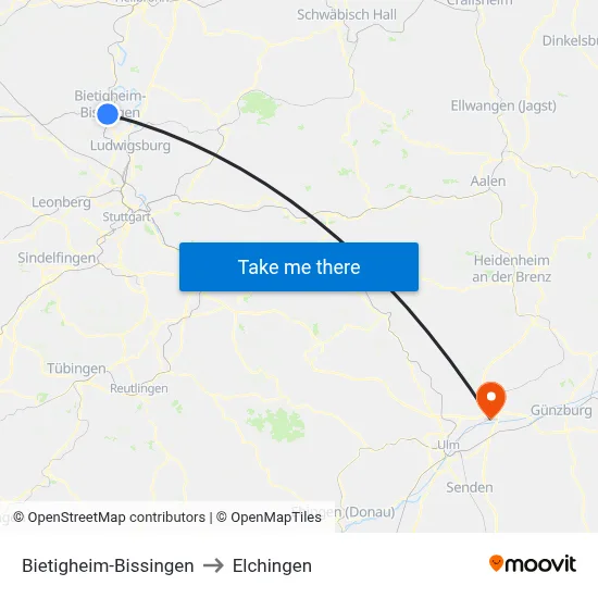 Bietigheim-Bissingen to Elchingen map