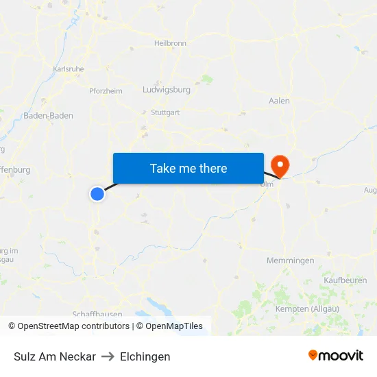 Sulz Am Neckar to Elchingen map