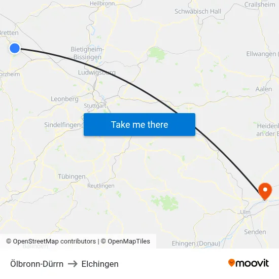 Ölbronn-Dürrn to Elchingen map