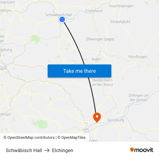Schwäbisch Hall to Elchingen map