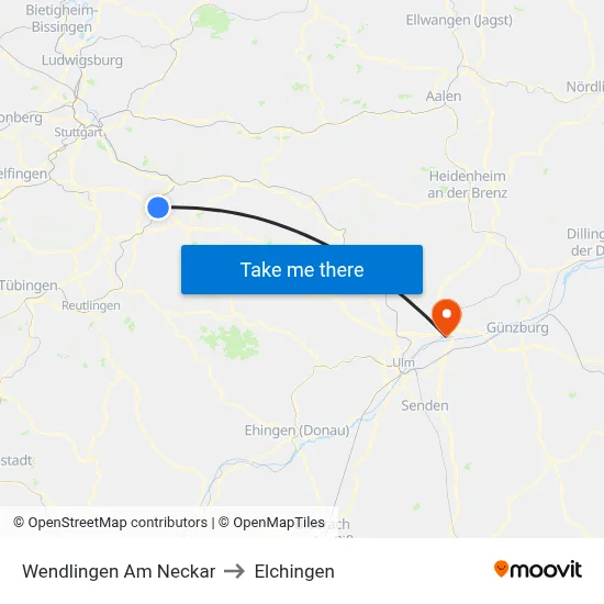 Wendlingen Am Neckar to Elchingen map