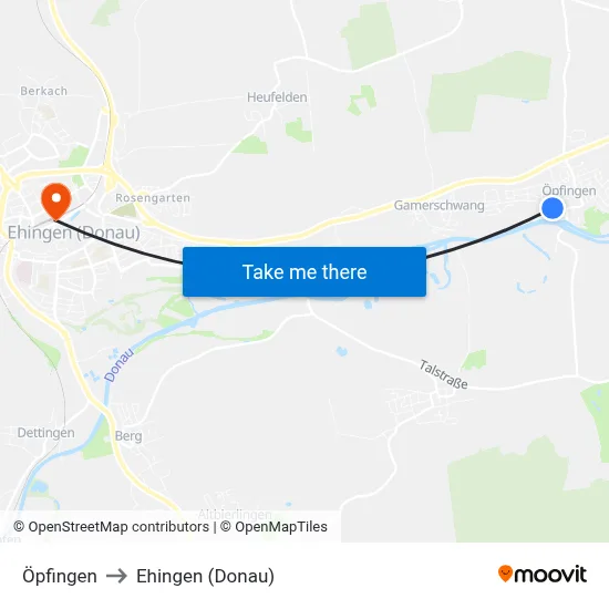 Öpfingen to Ehingen (Donau) map