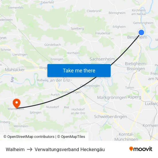 Walheim to Verwaltungsverband Heckengäu map