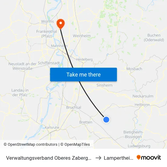 Verwaltungsverband Oberes Zabergäu to Lampertheim map