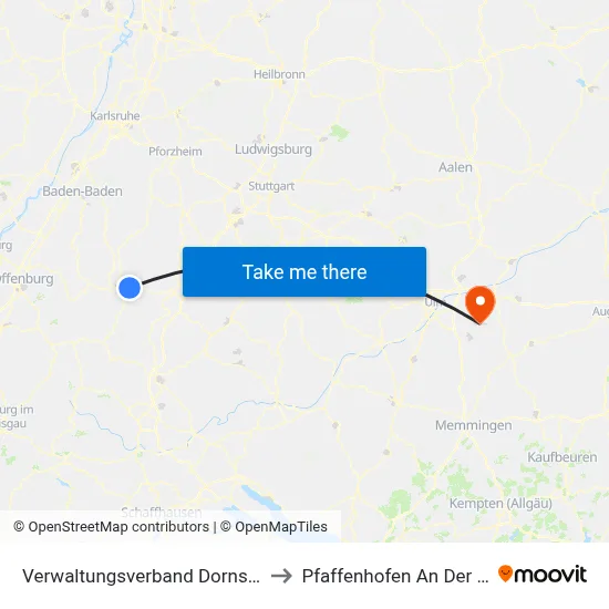 Verwaltungsverband Dornstetten to Pfaffenhofen An Der Roth map