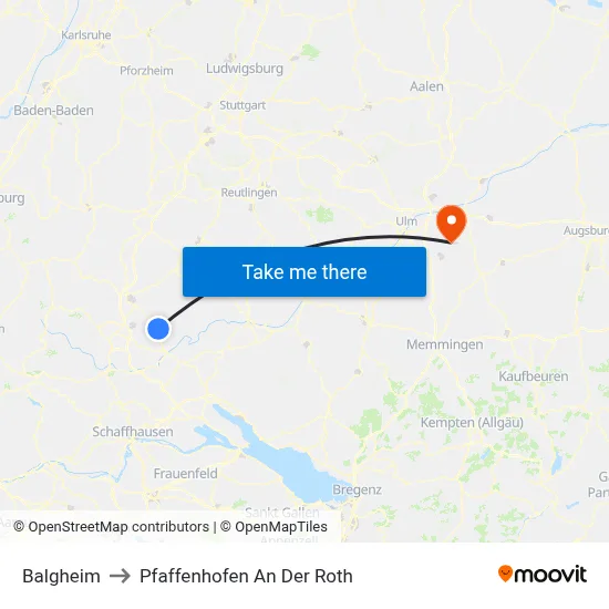 Balgheim to Pfaffenhofen An Der Roth map
