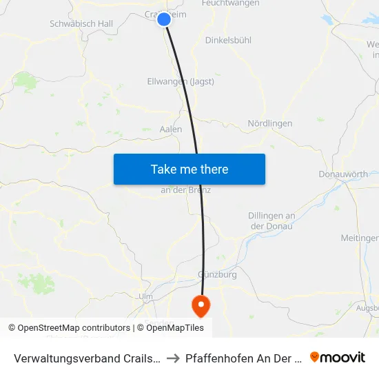 Verwaltungsverband Crailsheim to Pfaffenhofen An Der Roth map