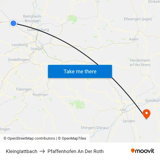 Kleinglattbach to Pfaffenhofen An Der Roth map