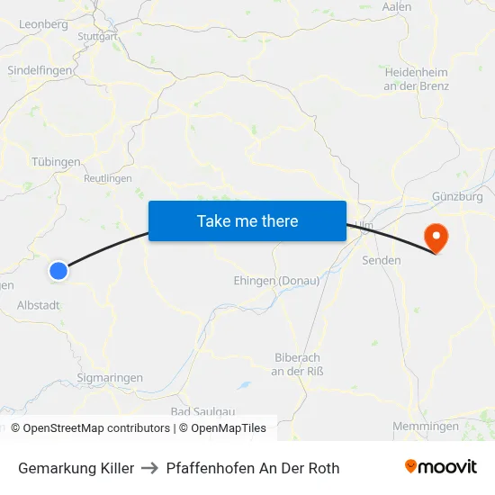 Gemarkung Killer to Pfaffenhofen An Der Roth map