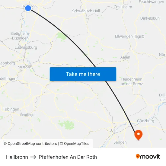 Heilbronn to Pfaffenhofen An Der Roth map