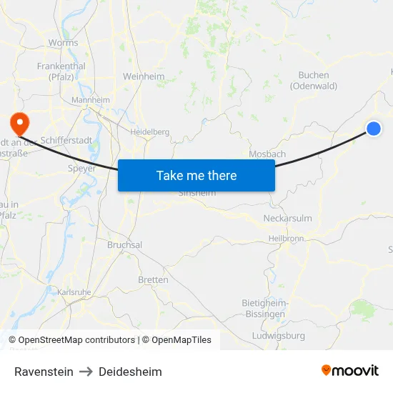 Ravenstein to Deidesheim map