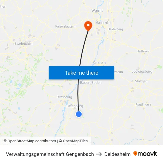 Verwaltungsgemeinschaft Gengenbach to Deidesheim map