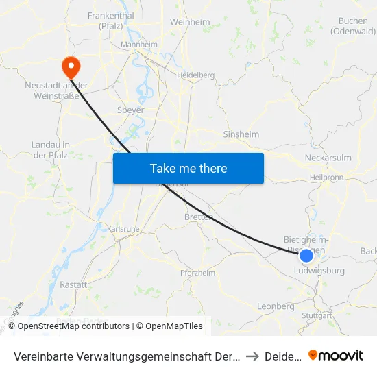 Vereinbarte Verwaltungsgemeinschaft Der Stadt Bietigheim-Bissingen to Deidesheim map