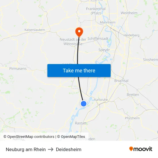 Neuburg am Rhein to Deidesheim map
