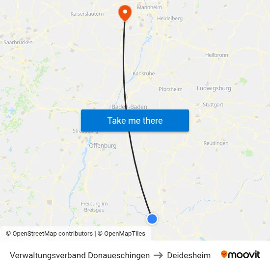 Verwaltungsverband Donaueschingen to Deidesheim map