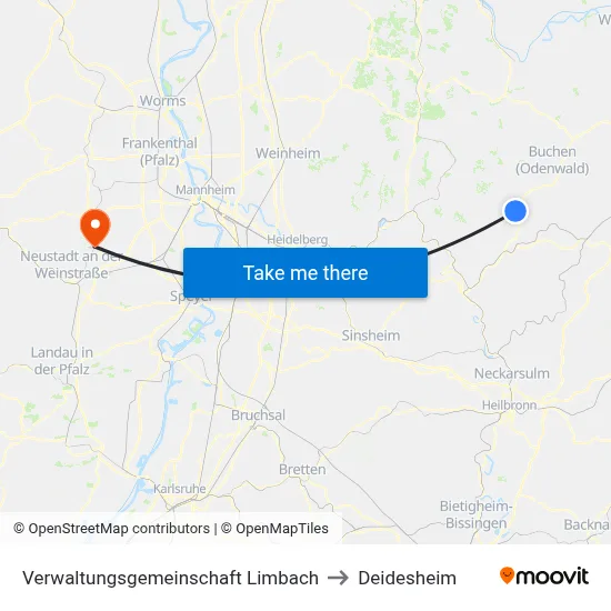 Verwaltungsgemeinschaft Limbach to Deidesheim map