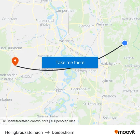 Heiligkreuzsteinach to Deidesheim map