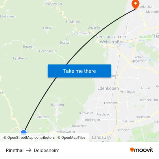 Rinnthal to Deidesheim map