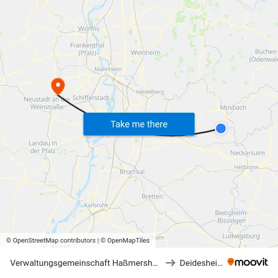 Verwaltungsgemeinschaft Haßmersheim to Deidesheim map