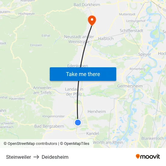 Steinweiler to Deidesheim map
