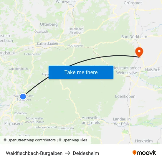 Waldfischbach-Burgalben to Deidesheim map