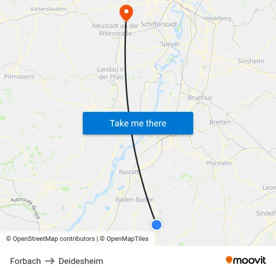 Forbach to Deidesheim map