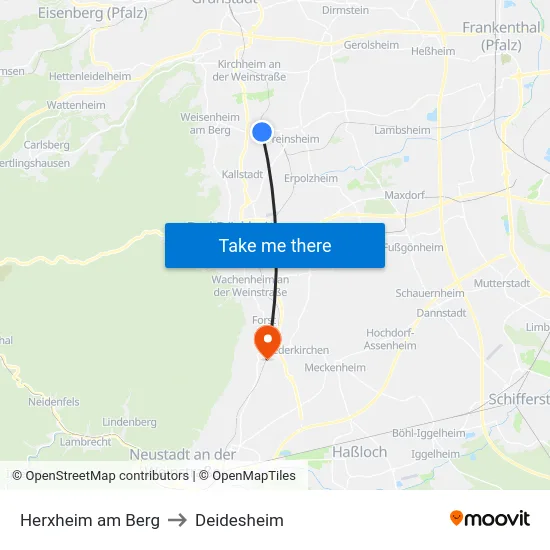 Herxheim am Berg to Deidesheim map