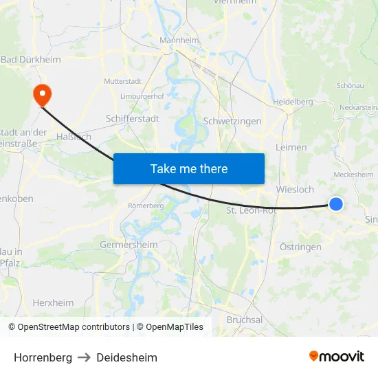 Horrenberg to Deidesheim map