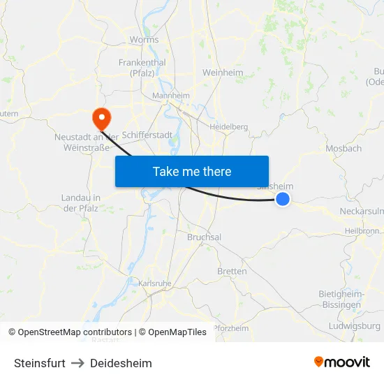 Steinsfurt to Deidesheim map
