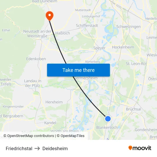 Friedrichstal to Deidesheim map