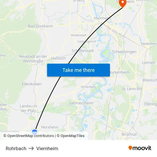 Rohrbach to Viernheim map