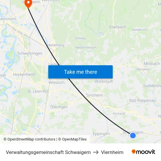 Verwaltungsgemeinschaft Schwaigern to Viernheim map