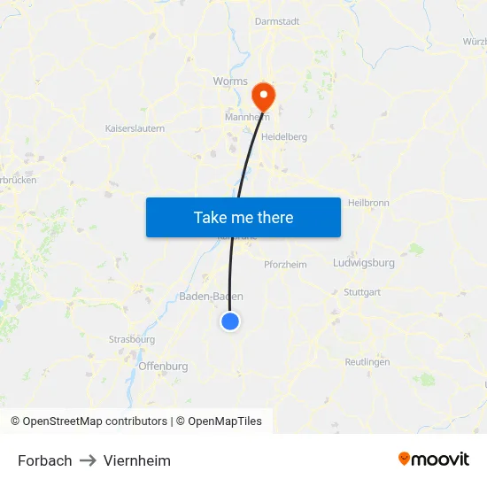 Forbach to Viernheim map